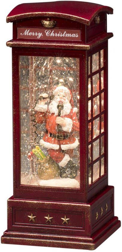 KONSTSMIDE Led lantaarn Kerstversiering rood Led telefooncel met Kerstman(1 stuk )