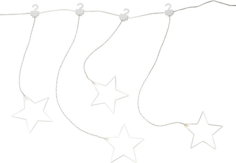 KONSTSMIDE Led lichtgordijn Kerst versiering met 8 sterren van plexiglas en warm witte dioden
