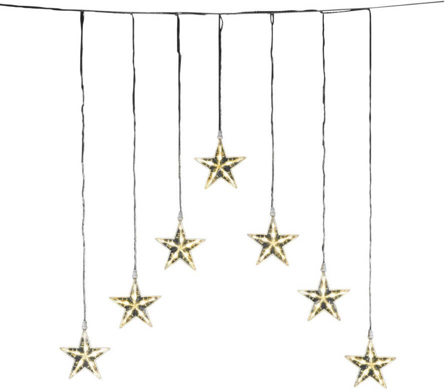 KONSTSMIDE Led lichtgordijn Kerstversiering buiten Led lichtgordijn met 7 sterretjes, voor buiten, 35 warm witte dioden, buitentransformator, transparante kabel