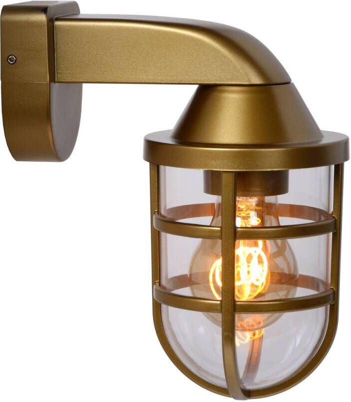 Lucide Lewis Wandlamp Buiten 1xe27 Ip44 Mat Goud/Messing