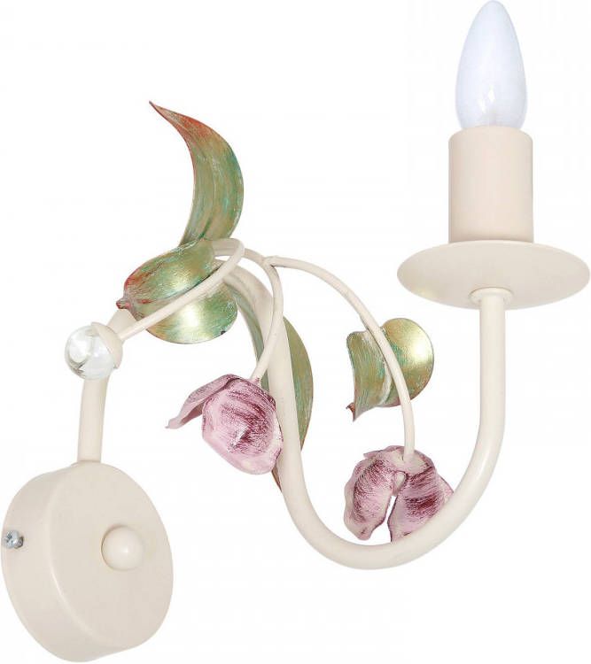 Euluna Wandlamp rose met bloem decoratie, 23 cm hoog