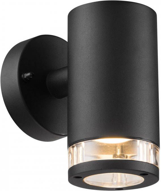 LichtXpert Nordlux Birk Wand Aluminium, Plastiek Zwart, Helder