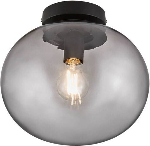 Nordlux Plafondlamp Alton met glazen kap, zwart/rook