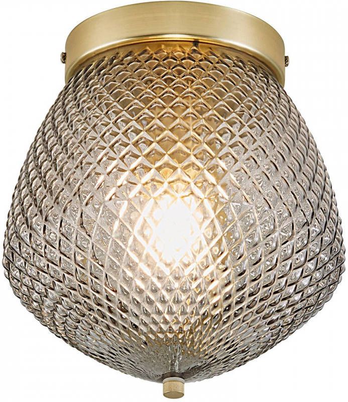 Nordlux Plafondlamp ORBIFORM Structuur glas kap, messing applicatie