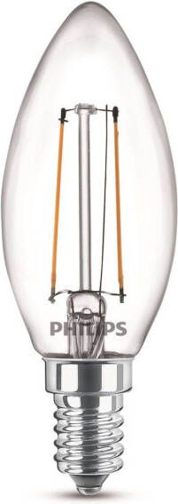 Philips Led Lamp Filament Set 2 Stuks Classic Ledcandle 827 B35 Cl E14 Fitting 2w Warm Wit 2700k Vervangt