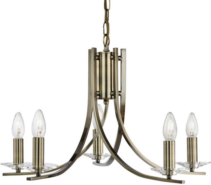 Searchlight 5 lichtbronnen Hanglamp Ascona in antieke look
