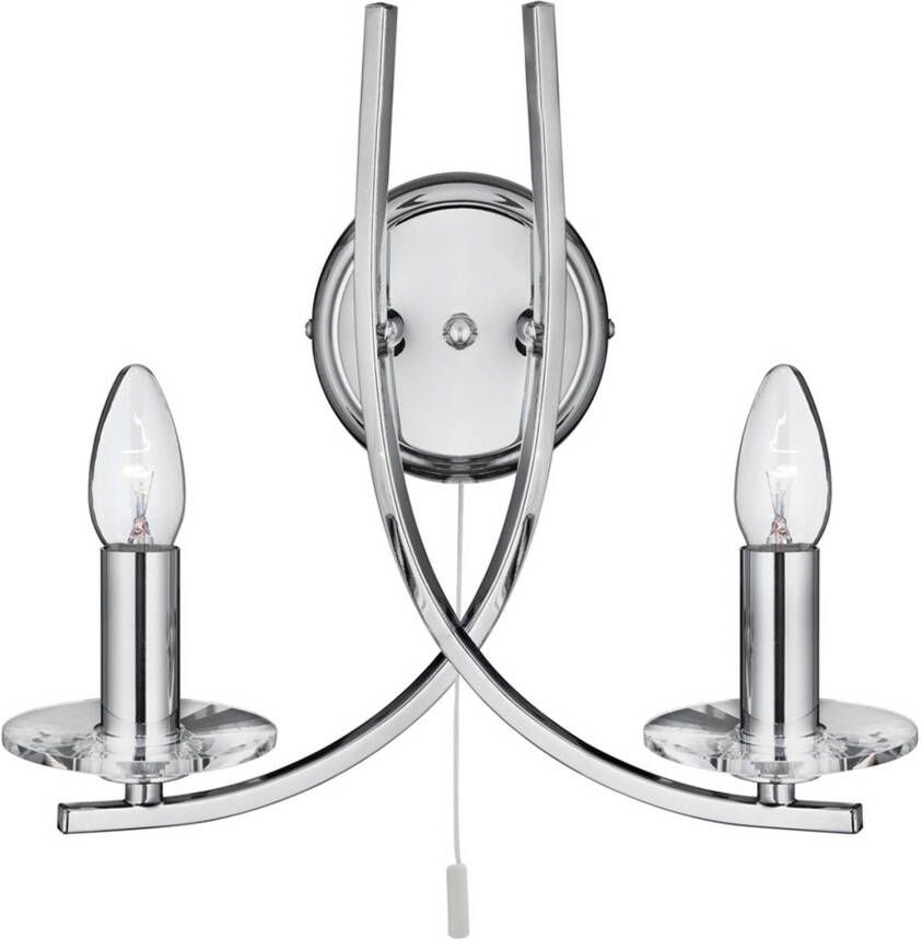Searchlight Chroomkleurige wandlamp Ascona, 2 lichtbr.