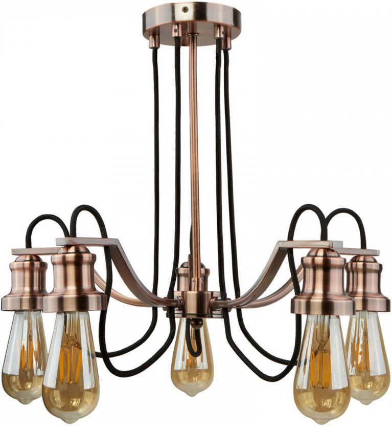 Searchlight Extravagante hanglamp Celi 5 lamps antiek koper