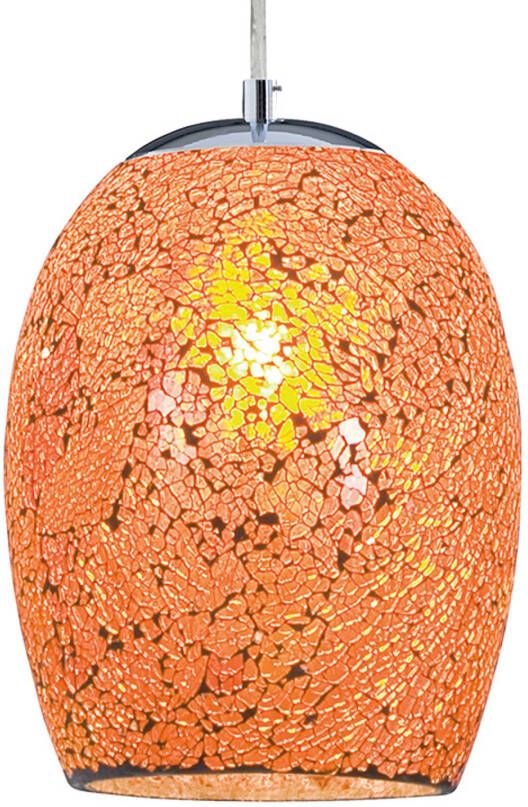 Searchlight Hanglamp Crackle in oranje chroom