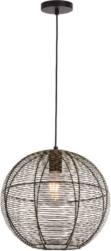Searchlight Hanglamp Weave, kooikap in zwart/goud