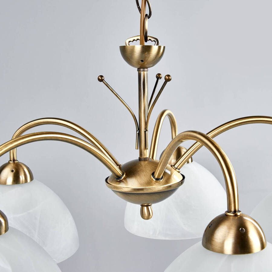 Searchlight Klassieke hanglamp MILANESE, 5 lichts, oud messing
