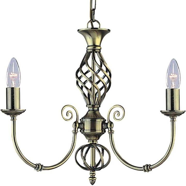 Searchlight Klassieke kroonluchter ZANZIBAR, oud messing, 3 li