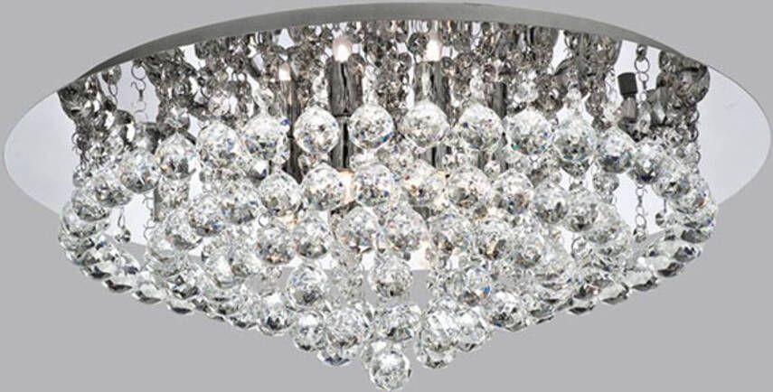 Searchlight Plafondlamp Hanna chroom glazen kristallen bollen