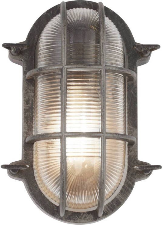 Searchlight Scheepslamp Porto ovaal, zwart zilver