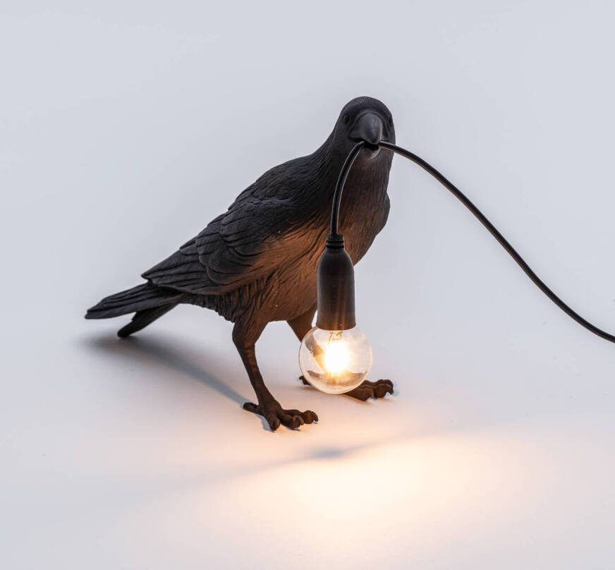 Seletti LED decoratie tafellamp Bird Lamp, wachtend, zwart