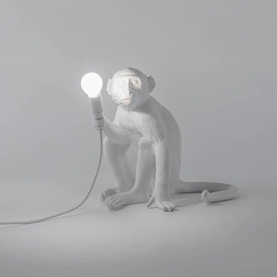 Seletti LED decoratie tafellamp Monkey Lamp, wit, zittend