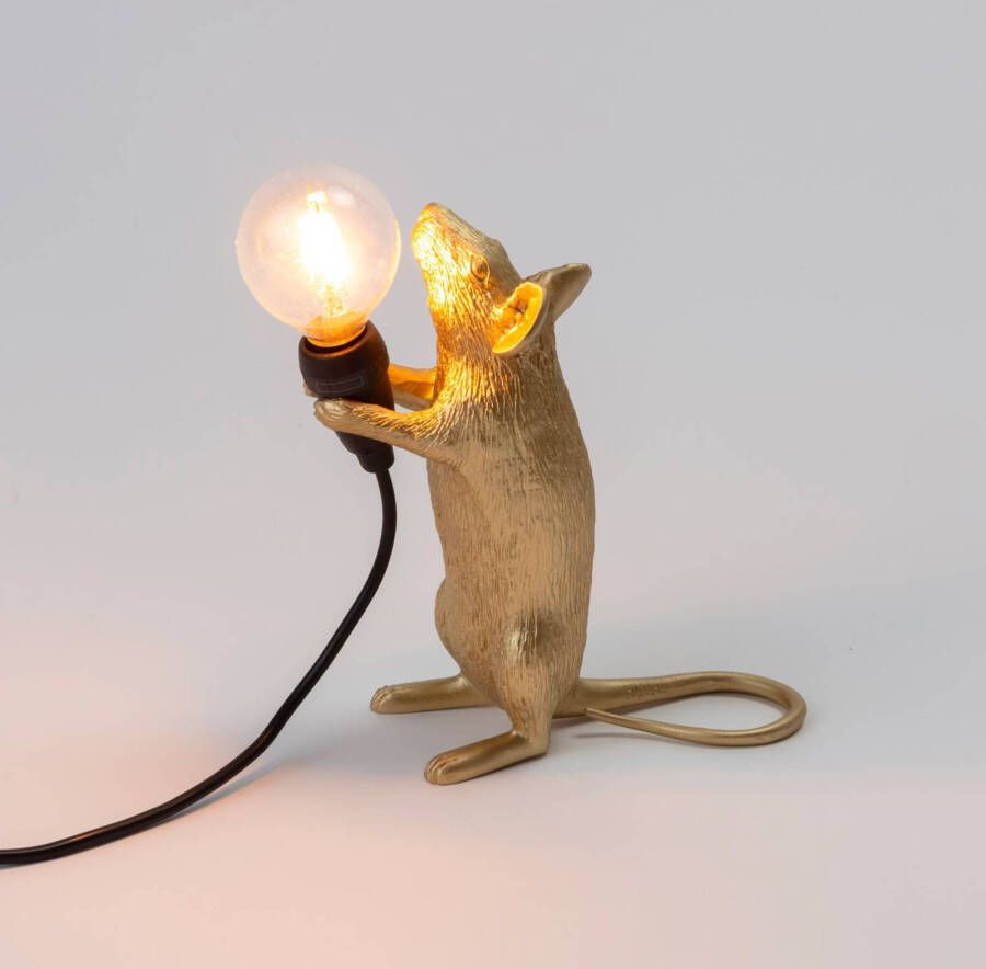 Seletti LED decoratie tafellamp Mouse Lamp USB staand goud