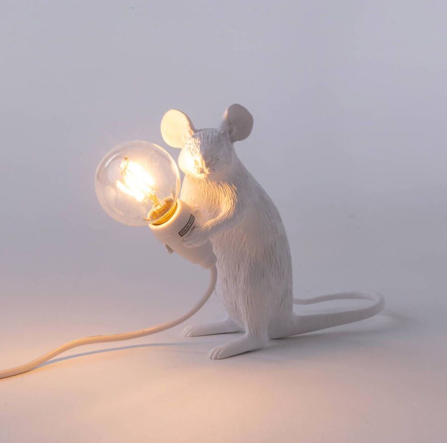 Seletti LED decoratie tafellamp Mouse Lamp USB zittend wit