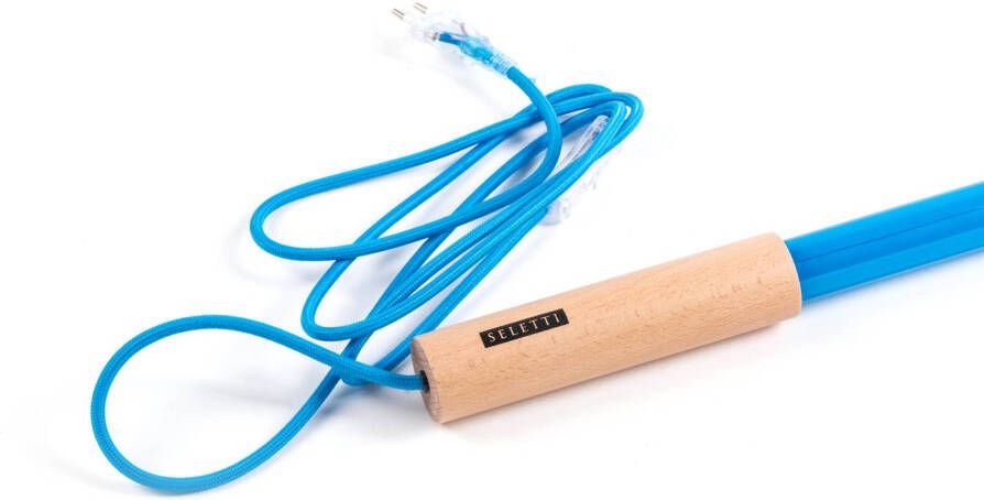 Seletti LED vloerlamp Linea met hout, blauw