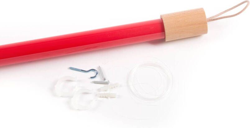 Seletti LED vloerlamp Linea met hout, rood