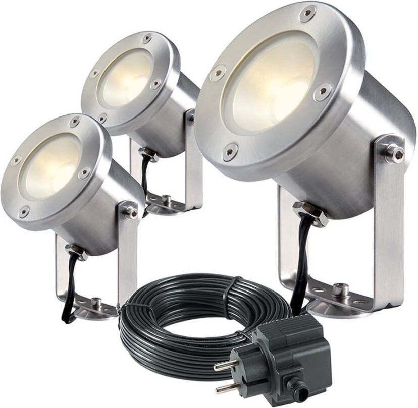 Garden Lights Spotlights Catalpa 3 st LED roestvrij staal 4121603