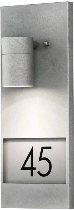 Konstsmide Buitenlamp 'Modena' Wandlamp met huisnummer, GU10 / 230V, kleur Verzinkt