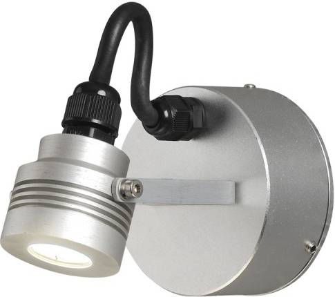 Konstsmide Buitenlamp 'Monza' Wandspot 4,5cm, PowerLED 1 x 1W / 230V, kleur Aluminium