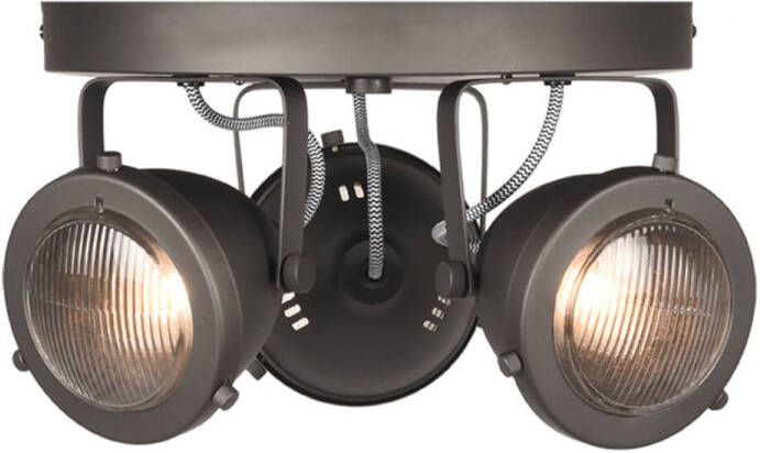 Club Manhattan LABEL51 Led Spot Moto 3 Lichts Burned Steel Metaal Glas