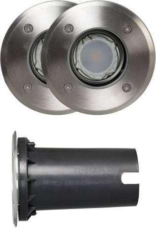 Luxform Grondspotset voor de tuin York 12 V zilver 2 st 53215