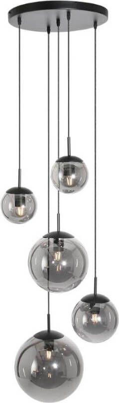 Steinhauer 5 lichts vide hanglamp Bolique zwart met smoke glas 2730ZW