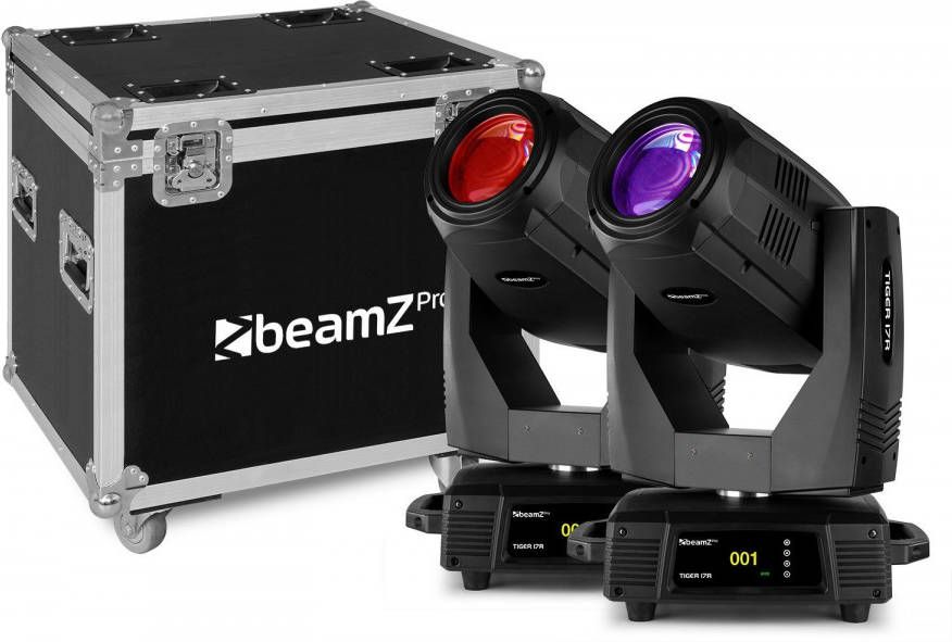 BeamZ Tiger 17R moving head 350W 2 stuks in flightcase