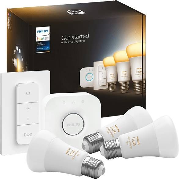 TOOP Philips Hue White Ambiance 3 gloeilamp Starterkit Met Verbindingsbrug En Dimmerafstandsbediening 10 W E27