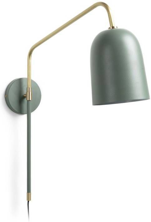 Kave Home Stalen wandlamp Audrie met groene afwerking