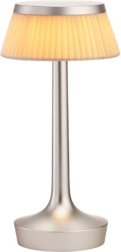 FLOS Bon Jour Unplugged Tafellamp Mat Chroom Plissé
