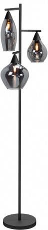 Highlight Vloerlamp Cambio Black & Smoke Glas 3Lichts 164cm