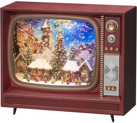 KONSTSMIDE Led lantaarn Kerst versiering Led waterlantaarn, bruin, tv, " Kerstmarkt" met muziek(1 stuk )