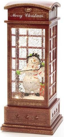 KONSTSMIDE Led lantaarn Telefooncel met sneeuwpop, kerstversiering rood(1 stuk )