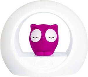 ZAZU ™ LOU het uilennachtlicht met geluidssensor in wit met roze