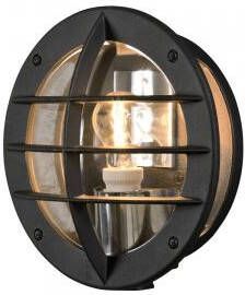 Konstsmide Buitenlamp 'Oden Opal' Wandlamp, met stopcontact, E27 max. 60W / 230V, kleur Zwart