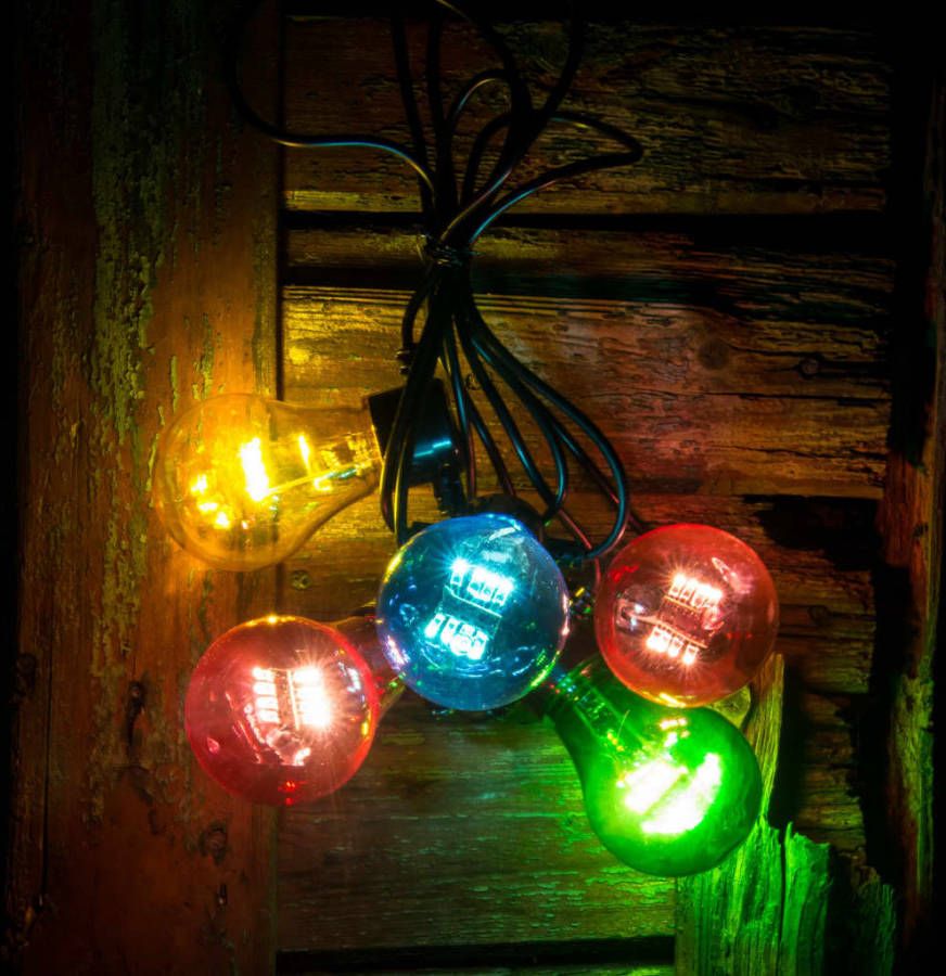 KONSTSMIDE Led lichtsnoer Kerstversiering buiten Led biertuinverlichting, 5 veelkleurige lampen/40 warmwitte dioden(1 stuk )