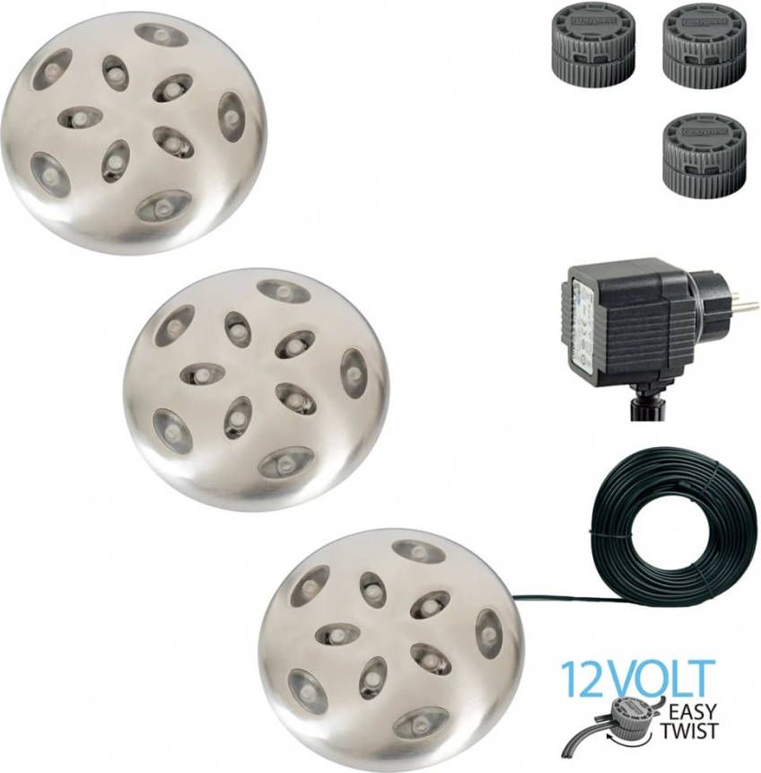 Luxform Tuinspot Thalos 10 Cm Rvs Zilver 3 Stuks