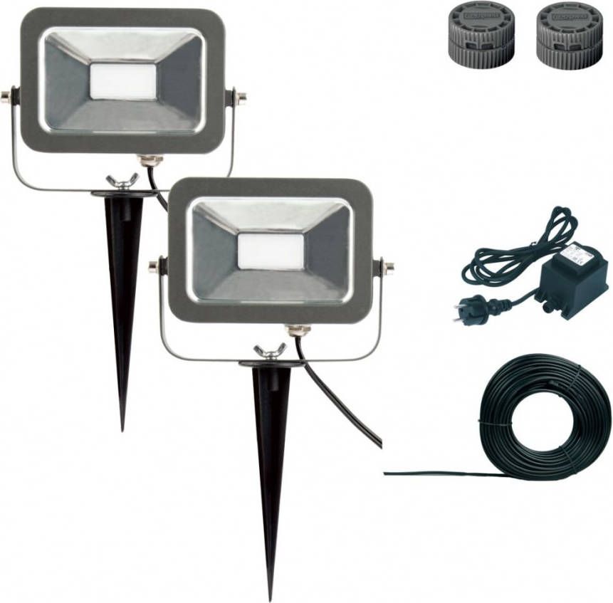 Luxform Spotlightset voor de tuin Gladstone 12 V zwart 2 st 52297