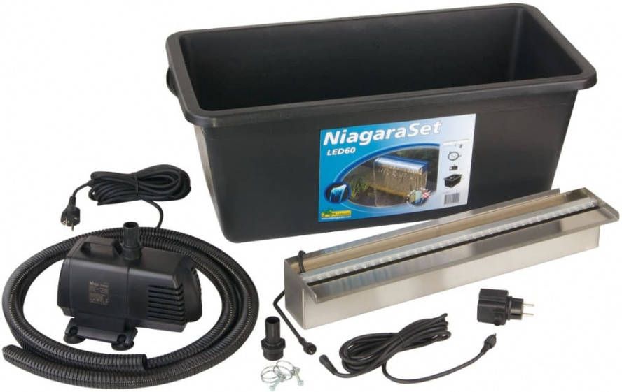 vidaXL Niagara Balk / Waterval RVS + LED verlichting 60cm Incl. Pomp