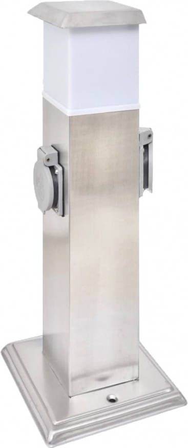 VIDAXL Buitenstopcontact op zuil met lamp(roestvrij staal )