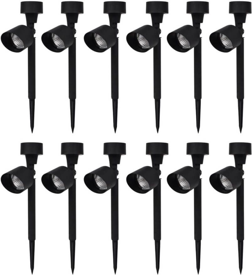 vidaXL Buitenverlichting zonne energie LED tuinlamp zwart 12 st