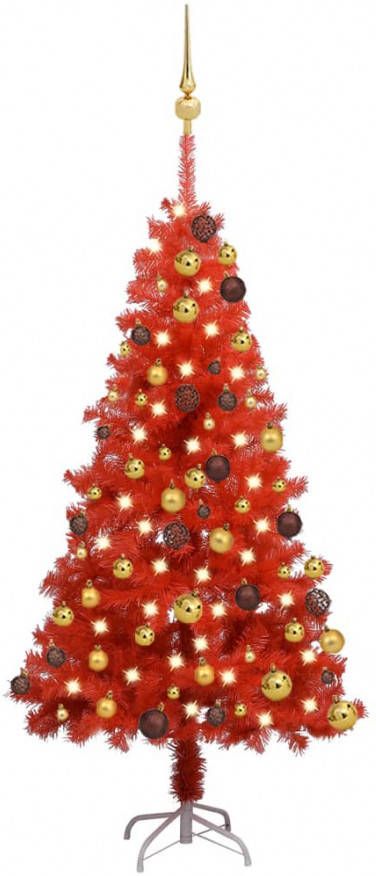 VidaXL Kunstkerstboom Met Led&apos, s En Kerstballen 120 Cm Pvc Rood