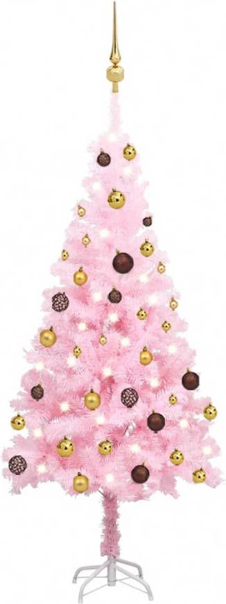 VidaXL Kunstkerstboom Met Led&apos, s En Kerstballen 120 Cm Pvc Roze