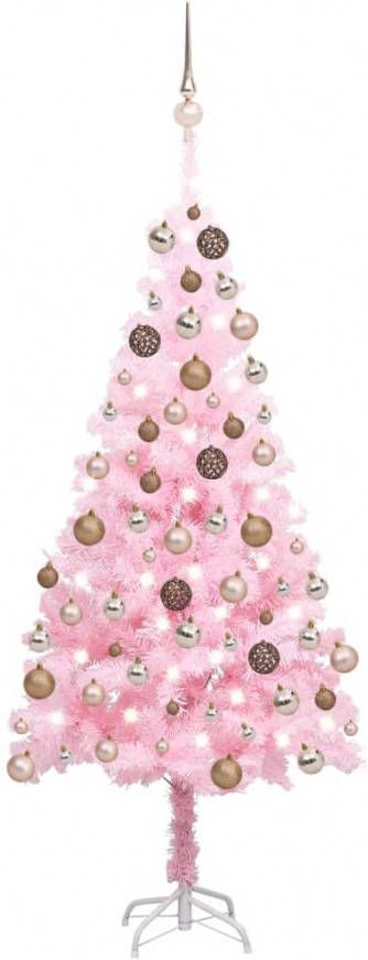 VidaXL Kunstkerstboom Met Led&apos, s En Kerstballen 120 Cm Pvc Roze