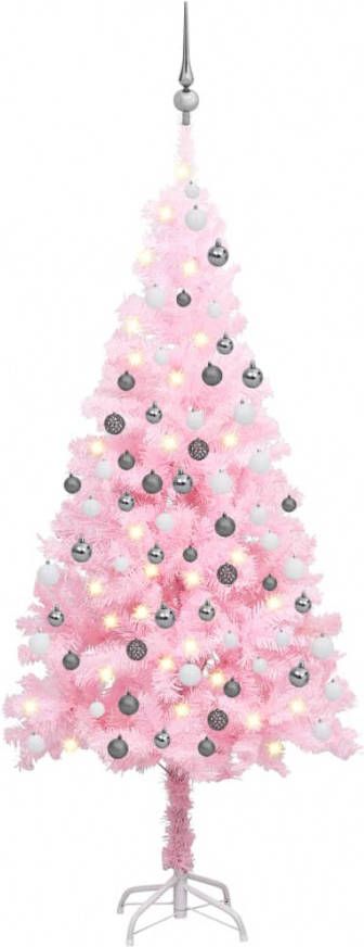 VidaXL Kunstkerstboom Met Led&apos, s En Kerstballen 120 Cm Pvc Roze