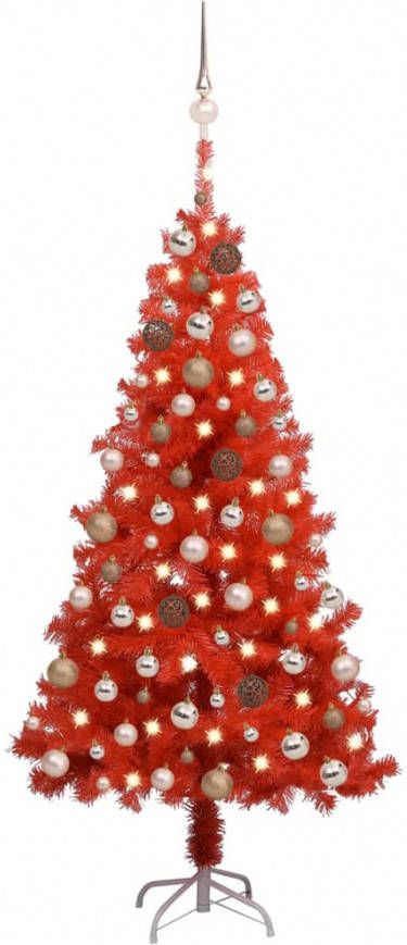 VidaXL Kunstkerstboom Met Led&apos, s En Kerstballen 150 Cm Pvc Rood